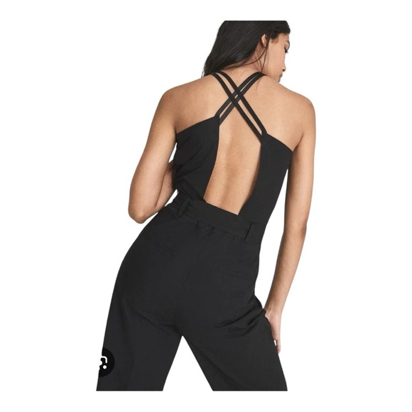 REISS Jessie Black Cotton Jumpsuit Size Large - Picture 5 of 15